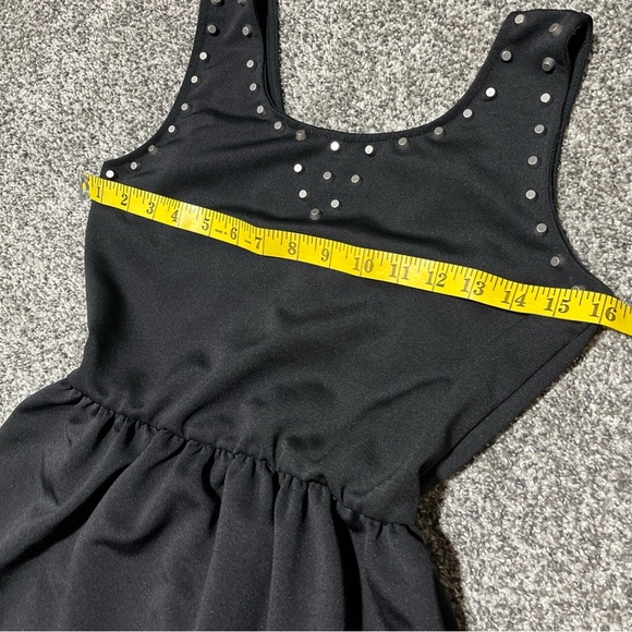 Poof Couture Womens A Line Dress Black  Studs Stretch Scoop Neck Sleeveless L - Picture 5 of 11